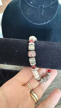 Bohemian Style Stretch Bracelet with Silver Tone Spacer Beads